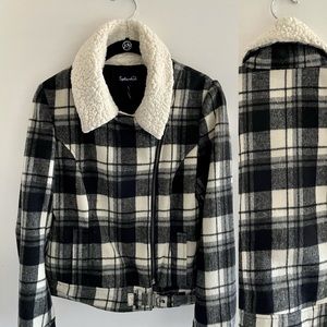 Splendid Sherpa Collared Plaid Jacket